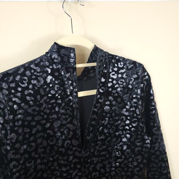 525 America Black Leopard Velvet Dress Size M - Picture 9 of 12